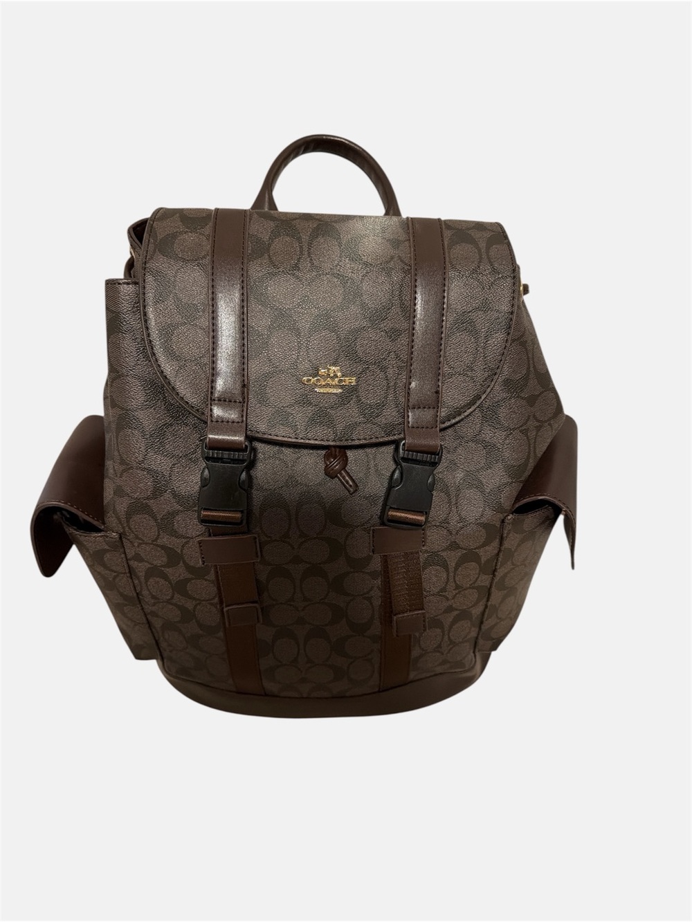Coach Men's Brown Signature Coated Canvas Backpack